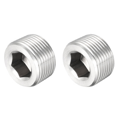 Harfington Hex Countersunk Plug - Stainless Steel Pipe Fitting Male Thread Socket Pipe Adapter Connector 2Pcs