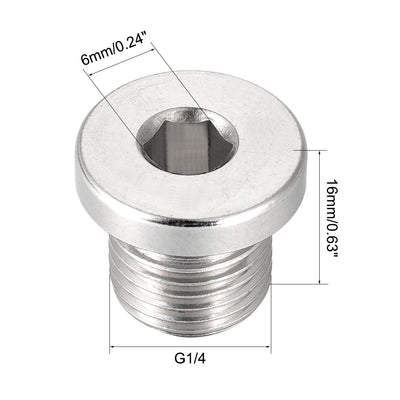 Harfington Countersunk Plug Internal Hex Head Socket with Flange - Male Stainless Steel Pipe Fitting Thread