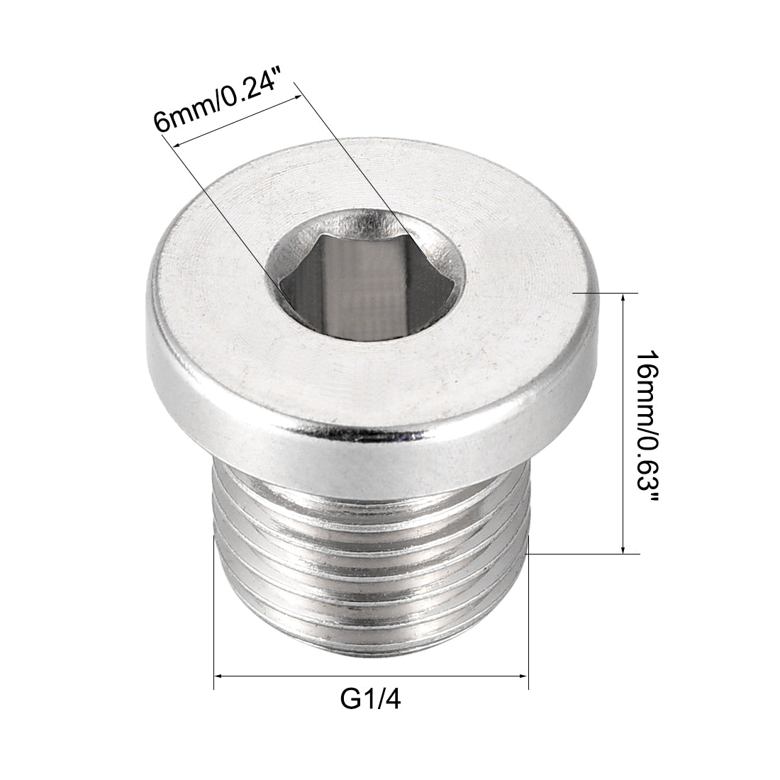 Harfington Countersunk Plug Internal Hex Head Socket with Flange Male Stainless Steel Pipe Fitting Thread 2Pcs