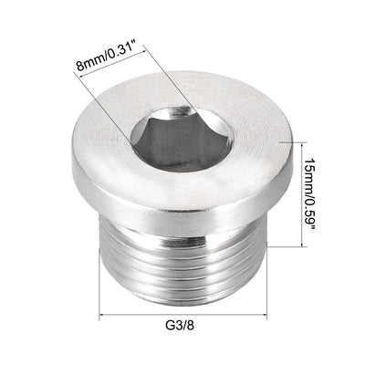Harfington Countersunk Plug Internal Hex Head Socket with Flange - Male Stainless Steel Pipe Fitting Thread