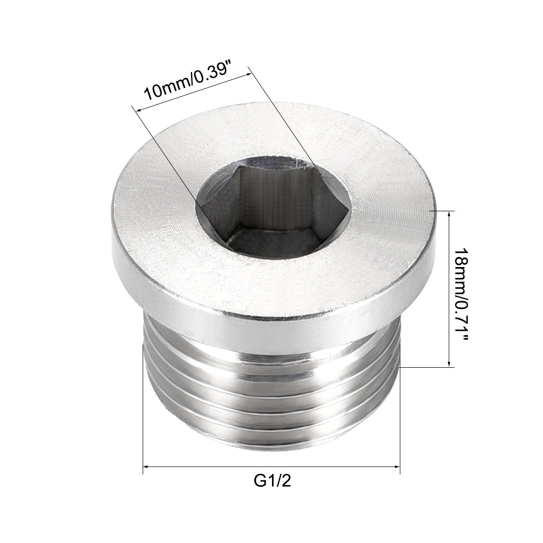 Harfington Countersunk Plug Internal Hex Head Socket with Flange - Male Stainless Steel Pipe Fitting Thread