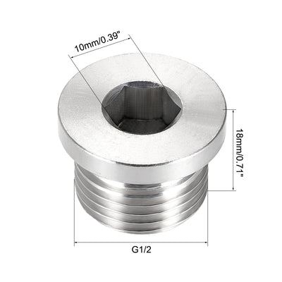 Harfington Countersunk Plug Internal Hex Head Socket with Flange - Male Stainless Steel Pipe Fitting Thread