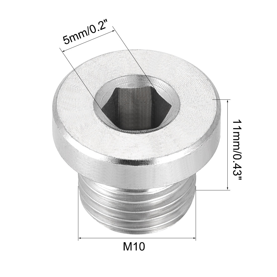 Harfington Countersunk Plug Internal Hex Head Socket with Flange -Male Stainless Steel Pipe Fittings Thread