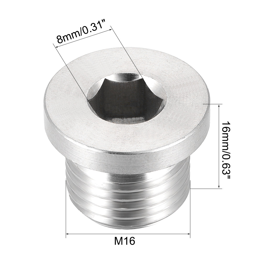 Harfington Countersunk Plug Internal Hex Head Socket with Flange -Male Stainless Steel Pipe Fittings Thread