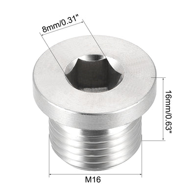Harfington Countersunk Plug Internal Hex Head Socket with Flange -Male Stainless Steel Pipe Fittings Thread