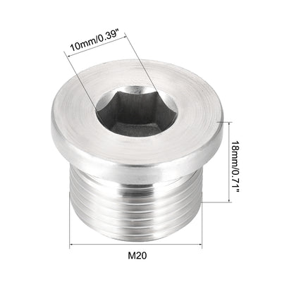 Harfington Countersunk Plug Internal Hex Head Socket with Flange  Male Stainless Steel Pipe Fitting Thread