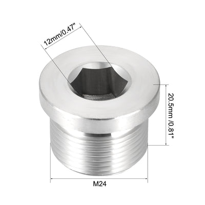 Harfington Countersunk Plug Internal Hex Head Socket with Flange  Male Stainless Steel Pipe Fitting Thread