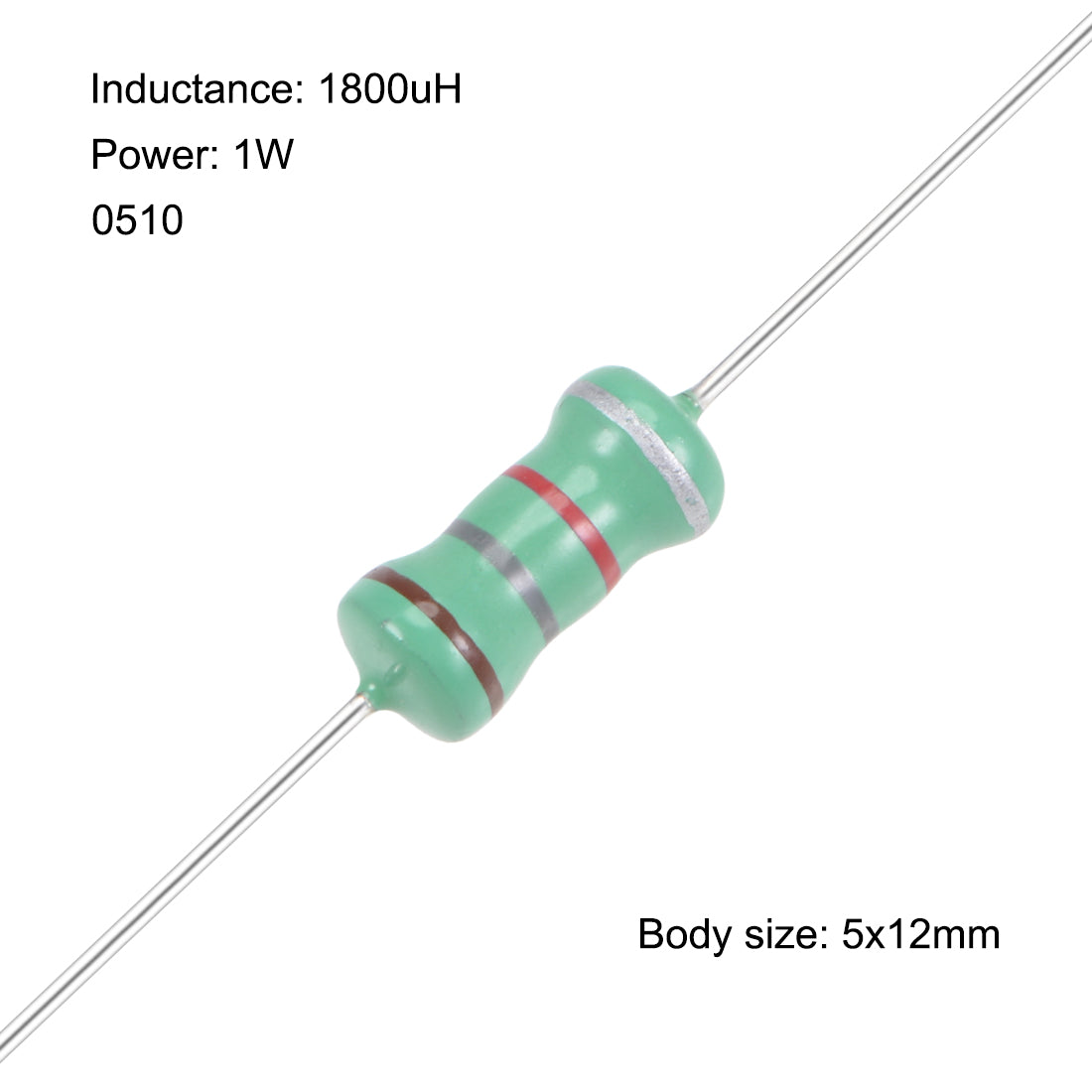 Harfington 1800uH DIP Inductor 1W Axial Leaded Color Coated Inductance 100pcs