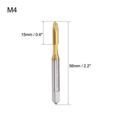 Harfington Spiral Point Threading Tap M4 Thread 0.7 Pitch Titanium Coated HSS 2pcs