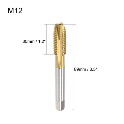 Harfington Spiral Point Threading Tap M12 Thread 1.75 Pitch Titanium Coated HSS