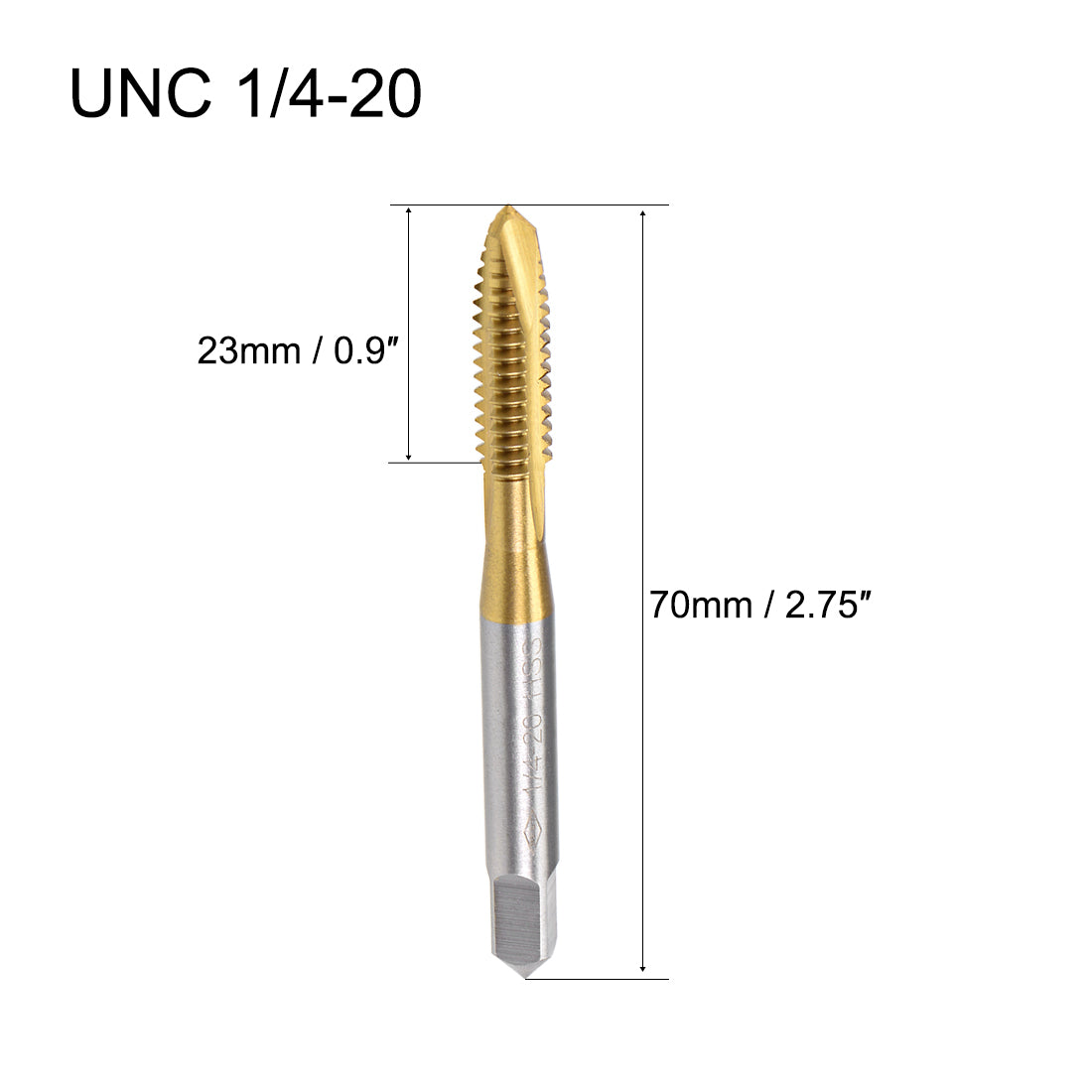 Harfington Spiral Point Threading Tap 1/4-20 UNC Thread Pitch Titanium Coated HSS 2pcs