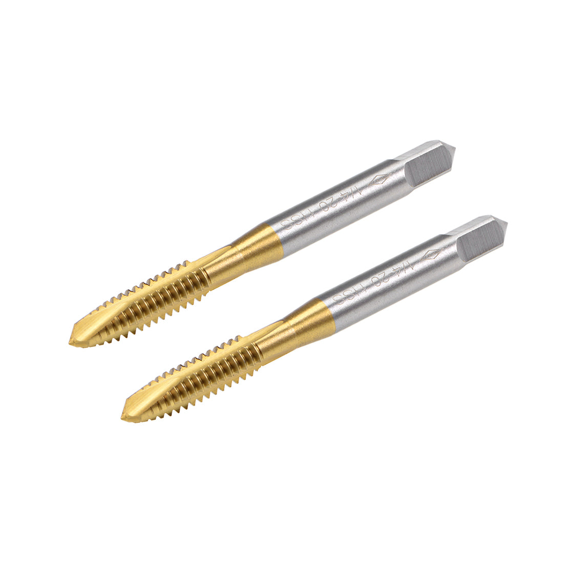 Harfington Spiral Point Threading Tap 1/4-20 UNC Thread Pitch Titanium Coated HSS 2pcs