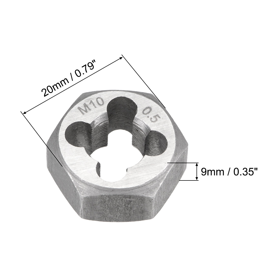 Harfington M10 x 0.5 Pitch Carbon Steel Metric Hexagon Taper Pipe Hex Rethreading Die