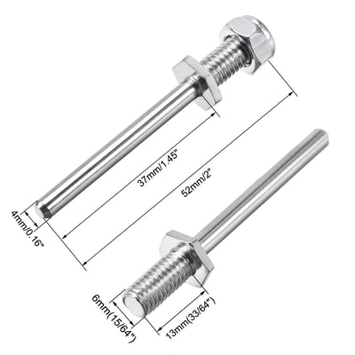 Harfington 15/64 Inch Diameter X 2 Inch Length Landing Gear Steel Axle Shaft Drive Axle with Nuts for RC Airplane - 4PCS