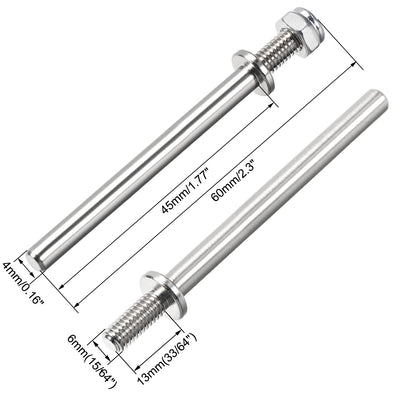 Harfington 15/64 Inch Diameter X 2.3 Inch Length Landing Gear Steel Axle Shaft Drive Axle with Nuts for RC Airplane - 4PCS