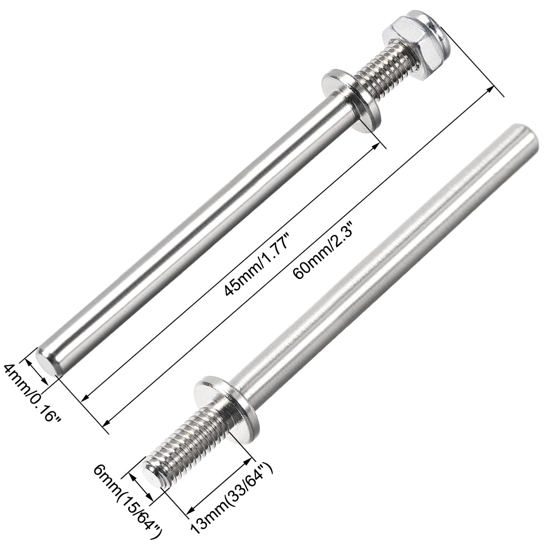 Harfington 15/64 Inch Diameter X 2.3 Inch Length Landing Gear Steel Axle Shaft Drive Axle with Nuts for RC Airplane - 6PCS