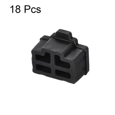 Harfington 18 Pcs Black Ethernet Hub Port RJ45 Anti Dust Cover Cap Protector Plug Black