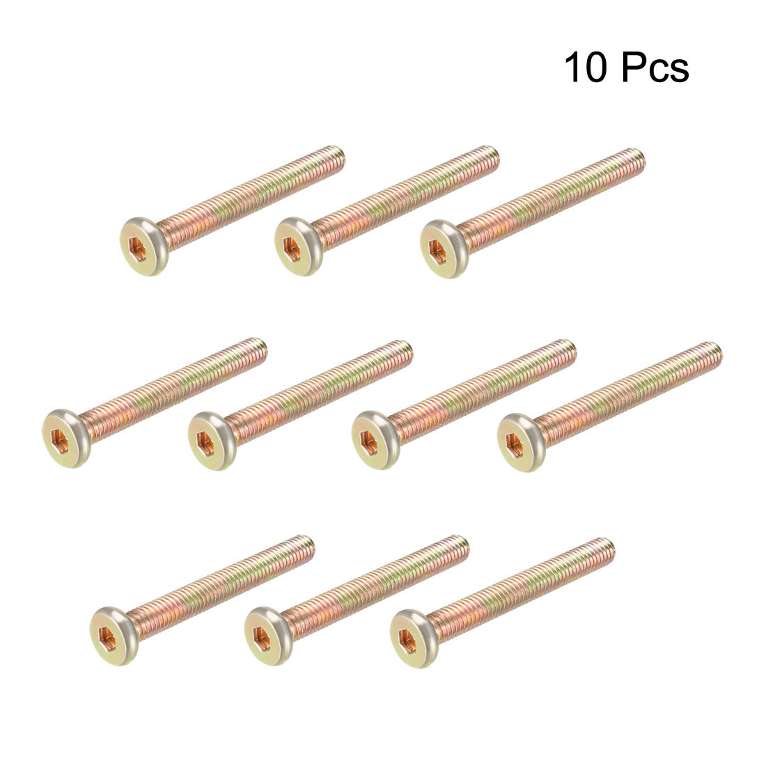 Harfington M6x50mm Furniture Screw Hex Socket Zinc Plated Full Thread Carbon Steel 10Pcs