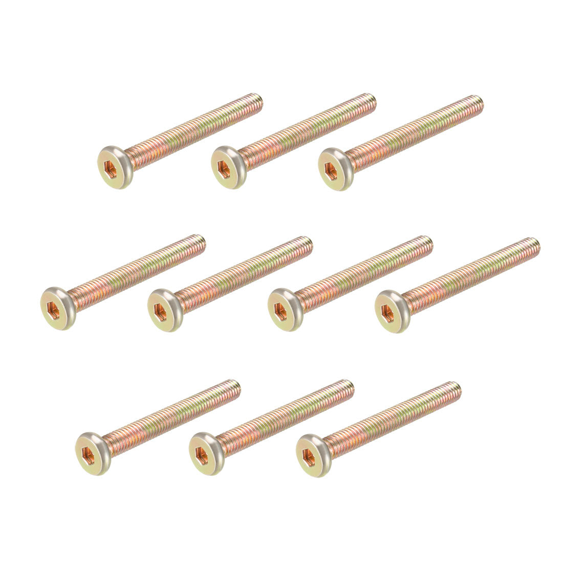 Harfington M6x50mm Furniture Screw Hex Socket Zinc Plated Full Thread Carbon Steel 10Pcs