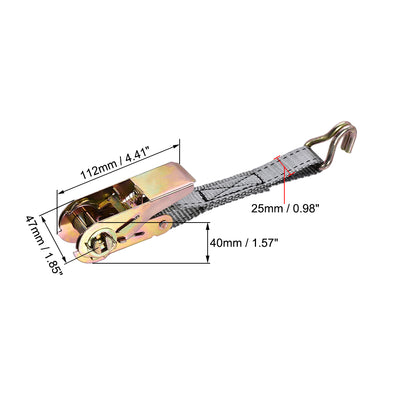 Harfington Ratchet Tie Down Lashing Strap with Double J Hook for Moving Cargo Pack of 1