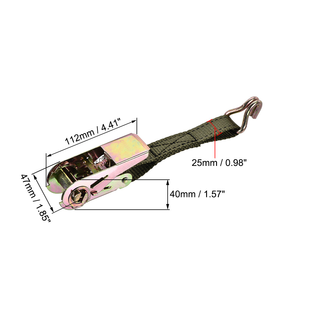 Harfington Ratchet Tie Down Lashing Strap with Double J Hook for Moving Cargo Pack of 1