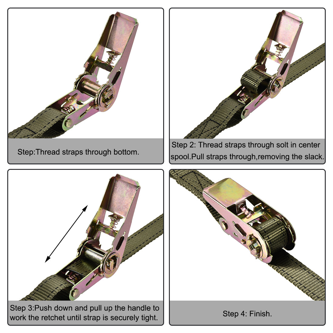 Harfington Ratchet Tie Down Lashing Strap Mx mm Kg Load Cap with Double J Hook for Moving Cargo, Pack of 1