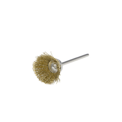 Harfington Mini Wire Cup Brush Brass Plated Crimped Steel 20 x 9mm with 2.35mm Shank 3 Pcs