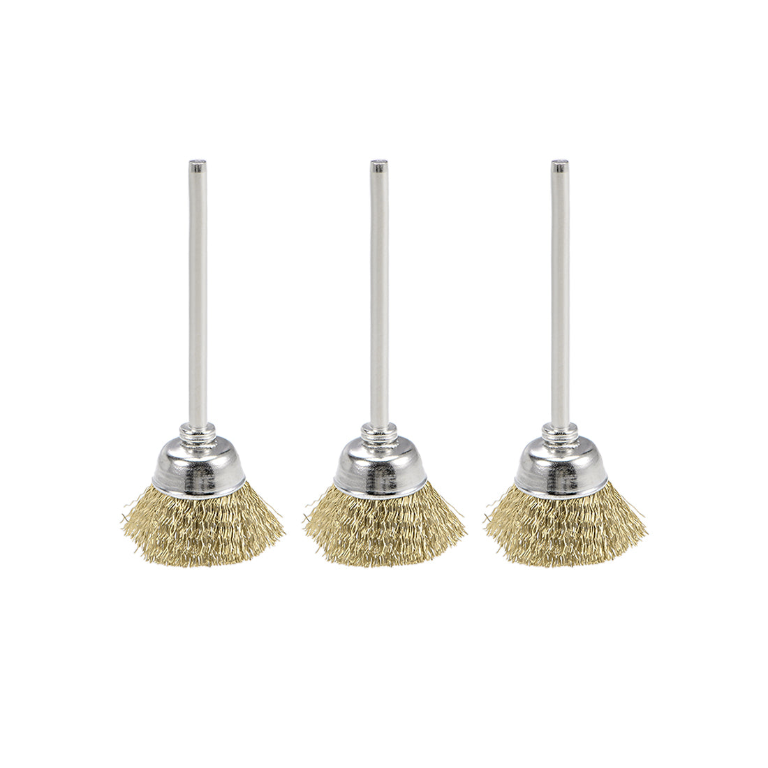 Harfington Mini Wire Cup Brush Brass Plated Crimped Steel 20 x 9mm with 2.35mm Shank 3 Pcs