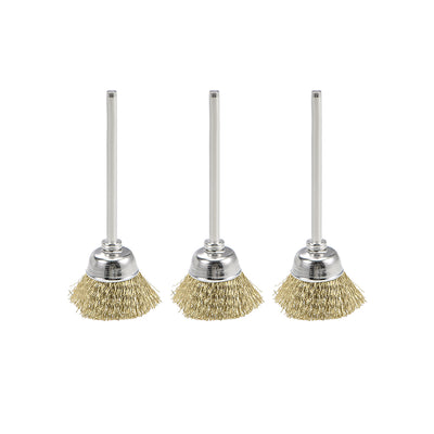 Harfington Mini Wire Cup Brush Brass Plated Crimped Steel 20 x 9mm with 2.35mm Shank 3 Pcs