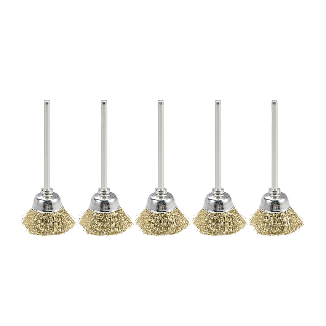 Harfington Mini Wire Cup Brush Brass Plated Crimped Steel 20 x 9mm with 2.35mm Shank 5 Pcs