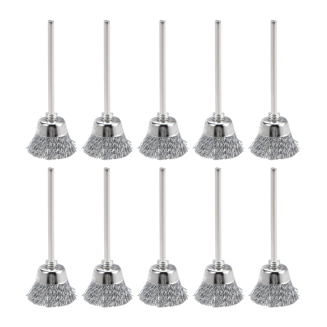 Harfington Mini Wire Cup Brush Crimped Steel 20 x 9mm with 2.35mm Shank 10 Pcs