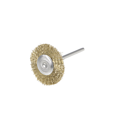 Harfington Mini Wire Cup Brush Brass Plated Crimped Steel 25 x 3mm with 2.35mm Shank 3 Pcs