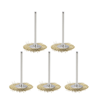 Harfington Mini Wire Cup Brush Brass Plated Crimped Steel 25 x 3mm with 2.35mm Shank 5 Pcs
