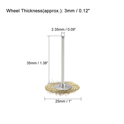 Harfington Mini Wire Cup Brush Brass Plated Crimped Steel 25 x 3mm with 2.35mm Shank 10 Pcs