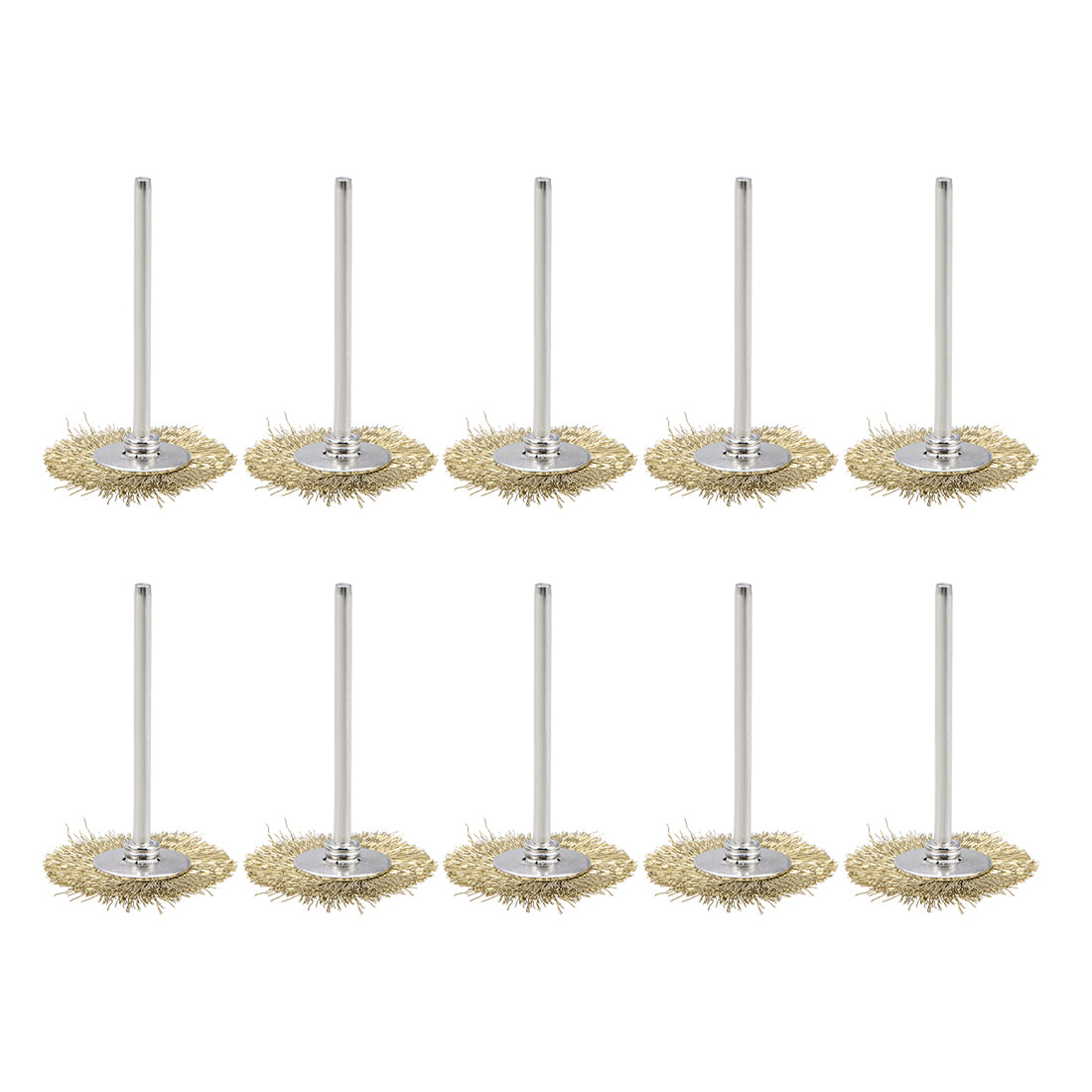 Harfington Mini Wire Cup Brush Brass Plated Crimped Steel 25 x 3mm with 2.35mm Shank 10 Pcs
