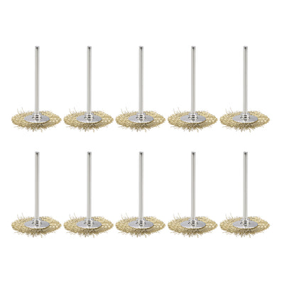 Harfington Mini Wire Cup Brush Brass Plated Crimped Steel 25 x 3mm with 2.35mm Shank 10 Pcs