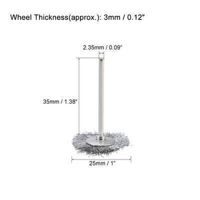 Harfington Mini Wire Cup Brush Crimped Steel 25 x 3mm with 2.35mm Shank 3 Pcs