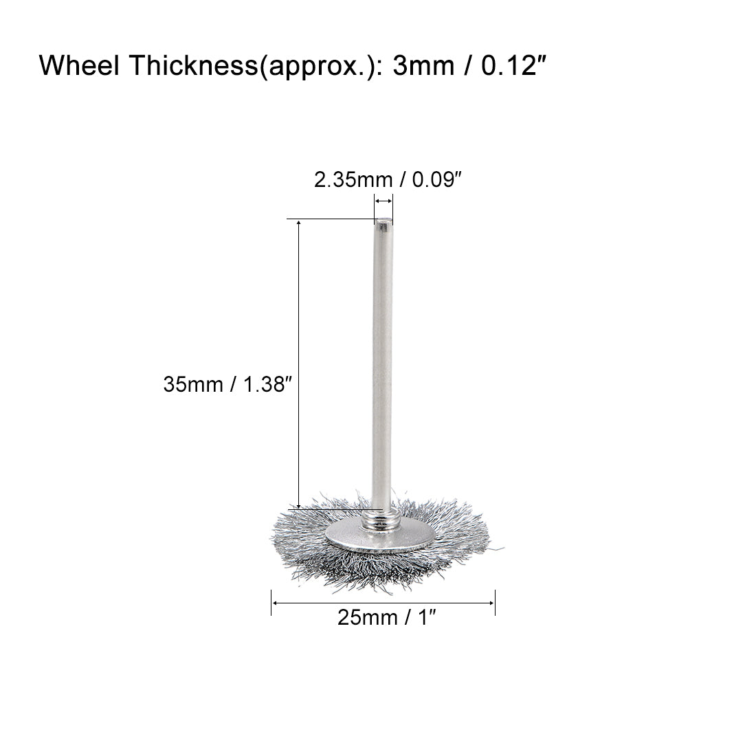 Harfington Mini Wire Cup Brush Crimped Steel 25 x 3mm with 2.35mm Shank 10 Pcs