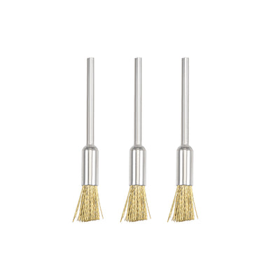 Harfington Mini Wire Cup Brush Brass Plated Crimped Steel 5 x 11mm with 2.35mm Shank 3 Pcs