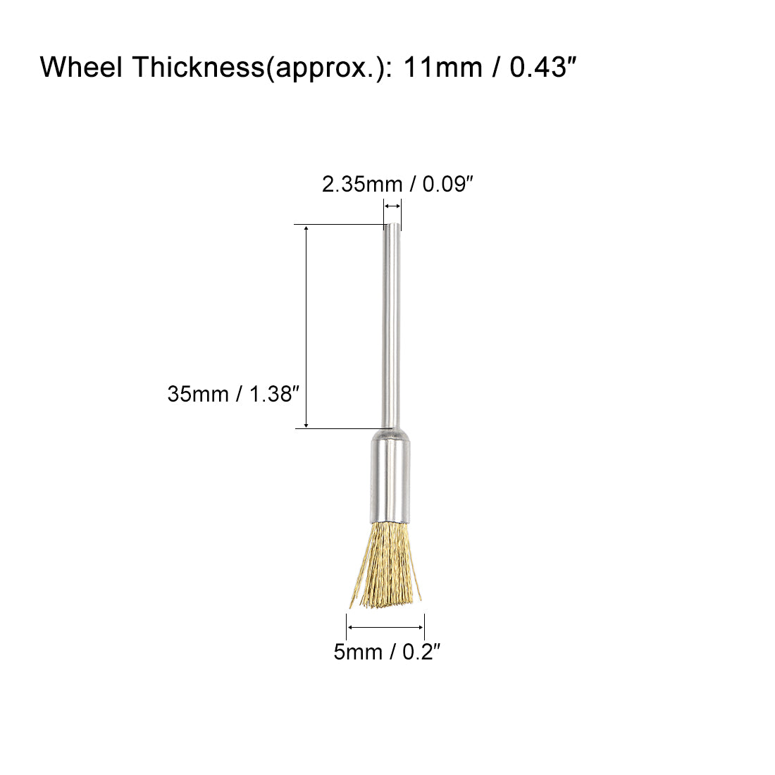 Harfington Mini Wire Cup Brush Brass Plated Crimped Steel 5 x 11mm with 2.35mm Shank 5 Pcs