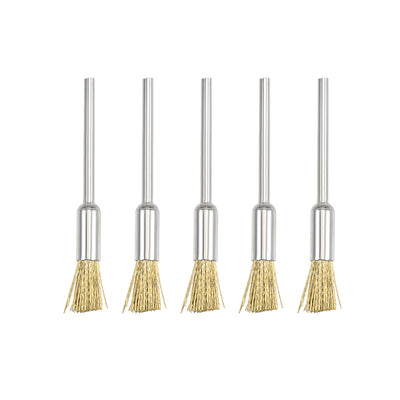 Harfington Mini Wire Cup Brush Brass Plated Crimped Steel 5 x 11mm with 2.35mm Shank 5 Pcs