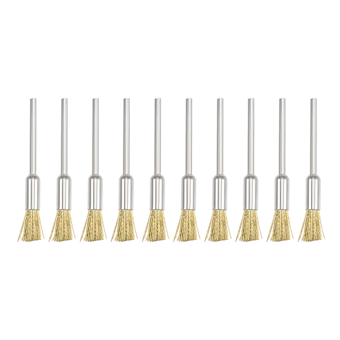 Harfington Mini Wire Cup Brush Brass Plated Crimped Steel 5 x 11mm with 2.35mm Shank 10 Pcs