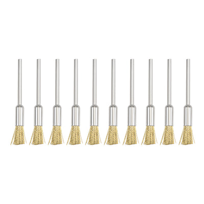 Harfington Mini Wire Cup Brush Brass Plated Crimped Steel 5 x 11mm with 2.35mm Shank 10 Pcs