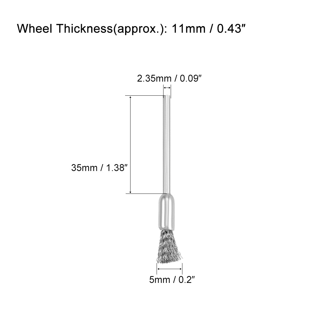 Harfington Mini Wire Cup Brush Crimped Steel 5 x 11mm with 2.35mm Shank 5 Pcs