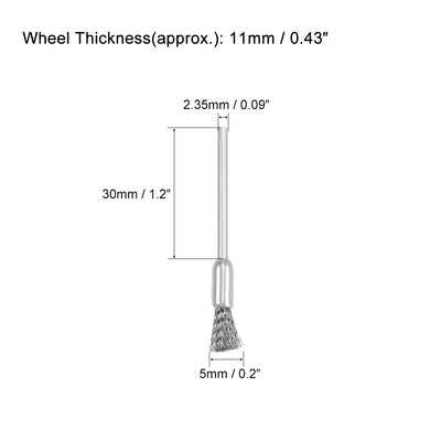 Harfington Mini Wire Cup Brush Crimped Steel 5 x 11mm with 2.35mm Shank 10 Pcs