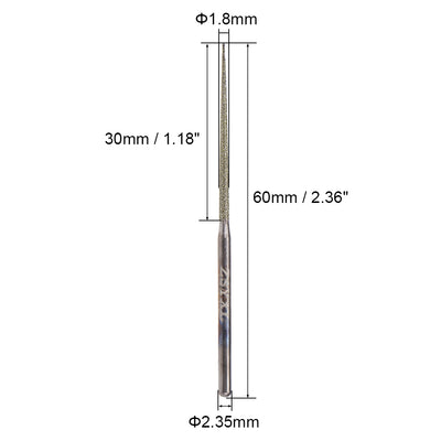 Harfington Mini Diamond Burrs Grinding Drill Bits for Rotary Tool 2.35mm Shank 1.8mm Conial 2 Pcs