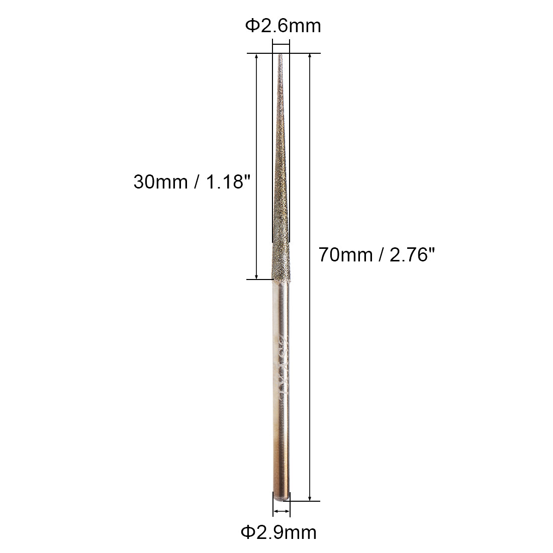 Harfington Mini Diamond Burrs Grinding Drill Bits for Rotary Tool 2.9mm Shank 2.6mm Conical 2 Pcs