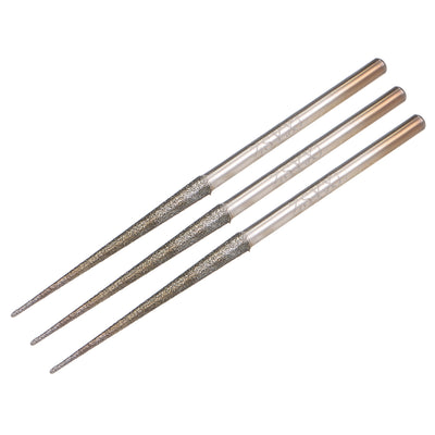 Harfington Mini Diamond Burrs Grinding Drill Bits for Rotary Tool 2.35mm Shank 2.6mm Conial 3 Pcs