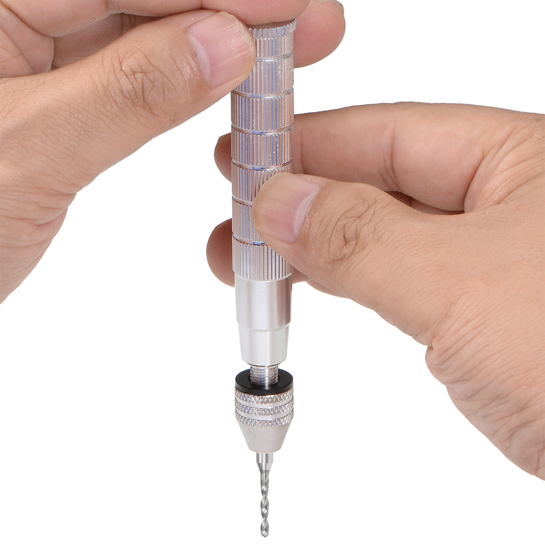 Harfington Pin Vise 0.3 - 3.2mm Adjustable Precision Hand Rotary Tools with Knurled Handle for Wood Jewelry Plastic Silver Tone