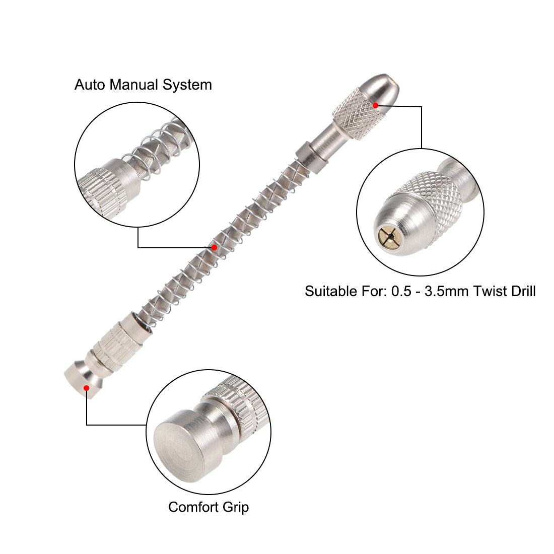 Harfington Pin Vise 0.5 - 3.5mm Adjustable Precision Hand Rotary Tools with Auto Manual System for Wood Jewelry Plastic